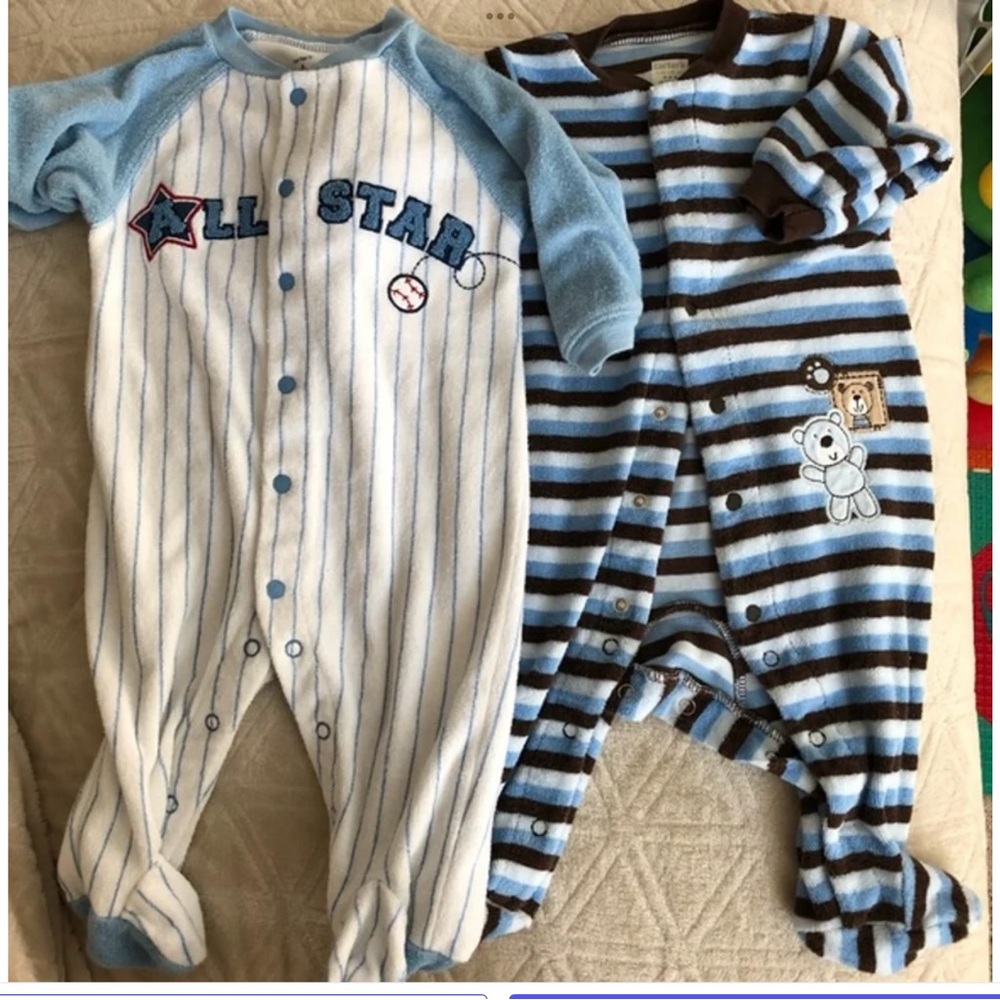 Blue and White Striped baby PJ set 6m